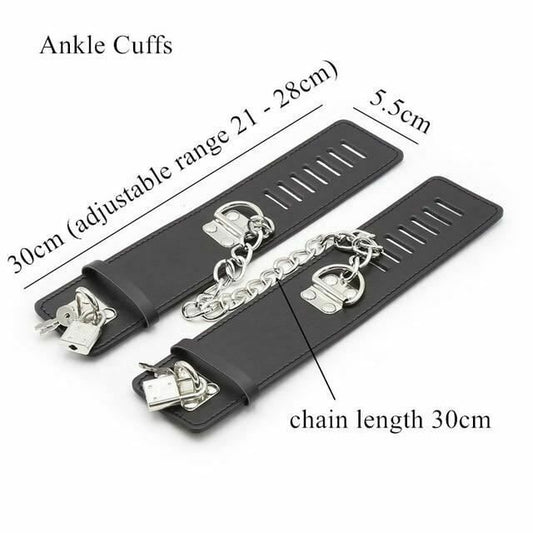 House Of Dasein Locking Wrist Ankle Cuffs Bondage Fetish Restraints - Black - Ankle Cuffs V1257-15344951459906