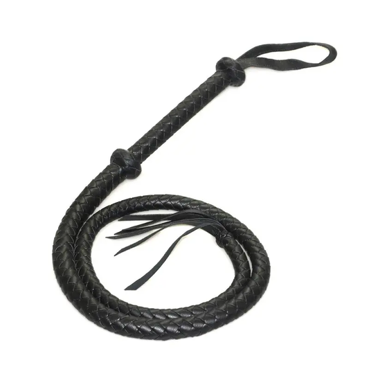 House Of Dasein Braided Leather Bullwhip Fetish Spanking Impact Play Riding Whip Bdsm - Black V1257-15360269942850