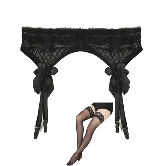House Of Dasein Lace Top Stockings Garter Belt Erotic Lingerie Bdsm Fetish - Black - Stocking Set V1257-15360414122050