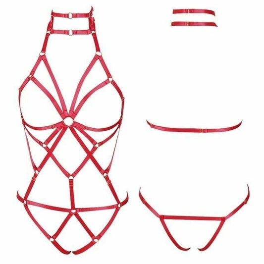 House Of Dasein Red Elastic Sexy Harness Bondage Body Cage Accessories Erotic Lingerie Women Bdsm - Red V1257-15368889925698