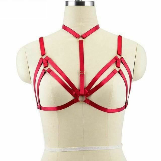 House Of Dasein Body Harness Women Lingerie Bondage Fetish Kink Restraints - Wine Red O0091 V1257-15368893235266
