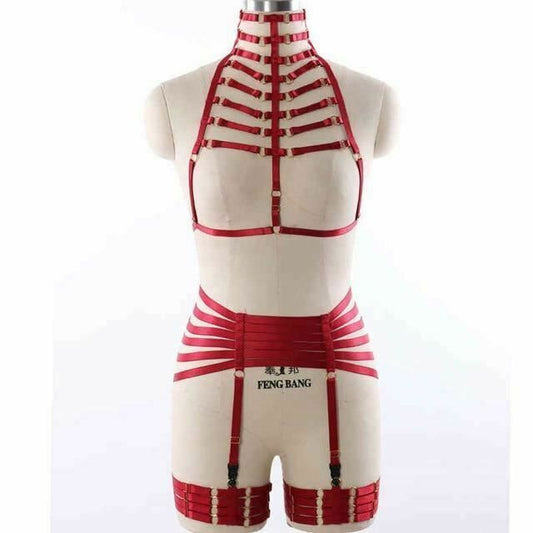 House Of Dasein Body Harness Women Lingerie Bondage Fetish Kink Restraints - Wine Red O0441 P0181 V1257-15368893464642