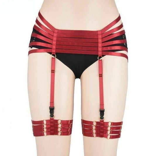 House Of Dasein Body Harness Women Lingerie Bondage Fetish Kink Restraints - Wine Red P0181 V1257-15368893530178