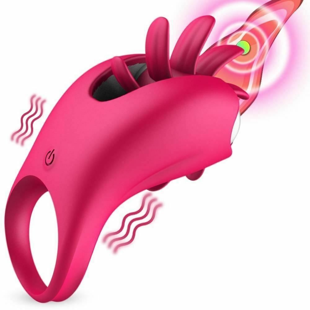 House Of Dasein Tongue Licking Vibrator Cock Ring Double Stimulation Couples - Rose Red V1257-15368979841090