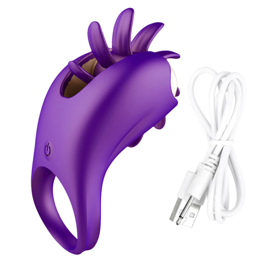 House Of Dasein Tongue Licking Vibrator Cock Ring Double Stimulation Couples - Purple V1257-15368979939394