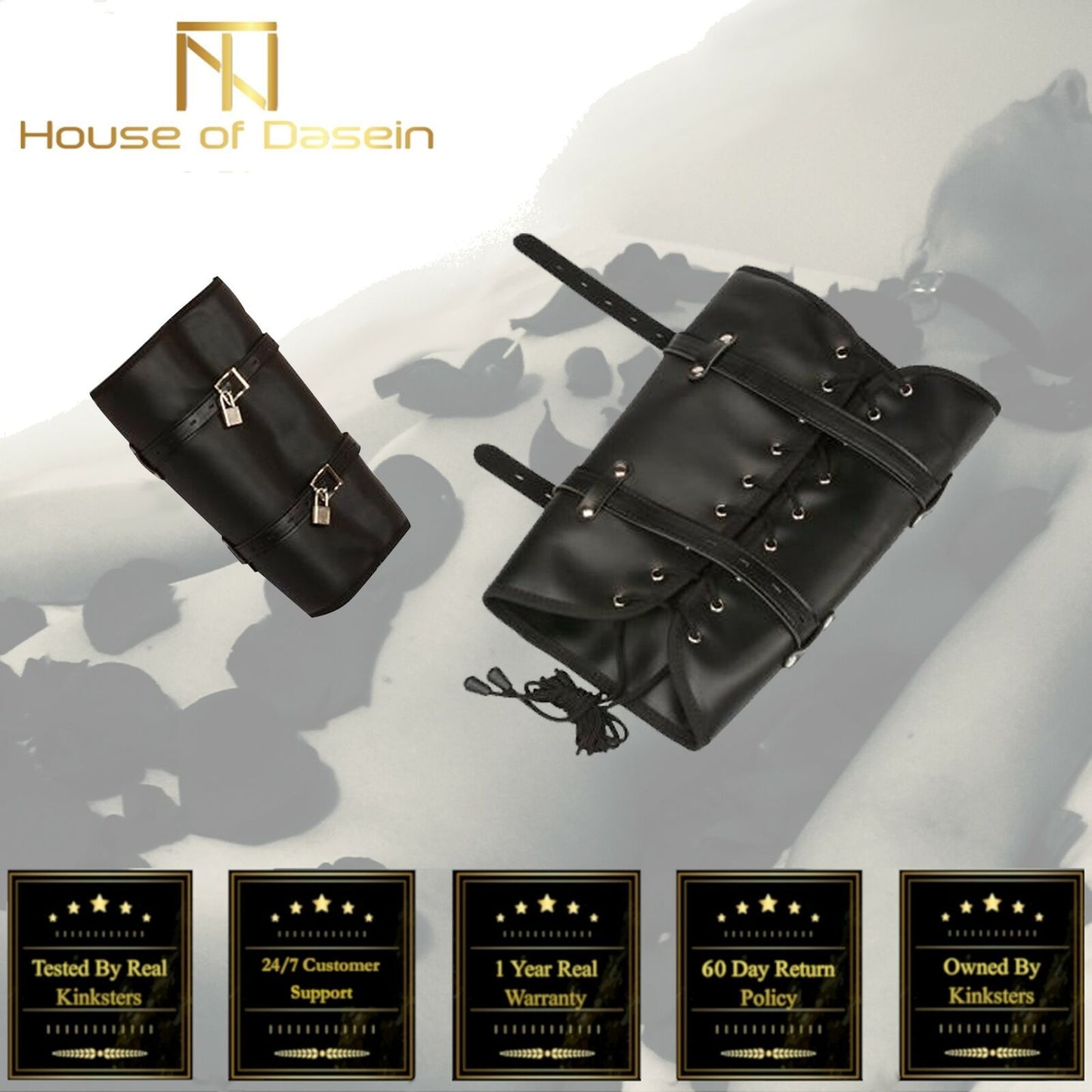 House Of Dasein Black Leg Binder Bondage Play Kink Bdsm Fetish Restraints - Black V1257-15368980627522
