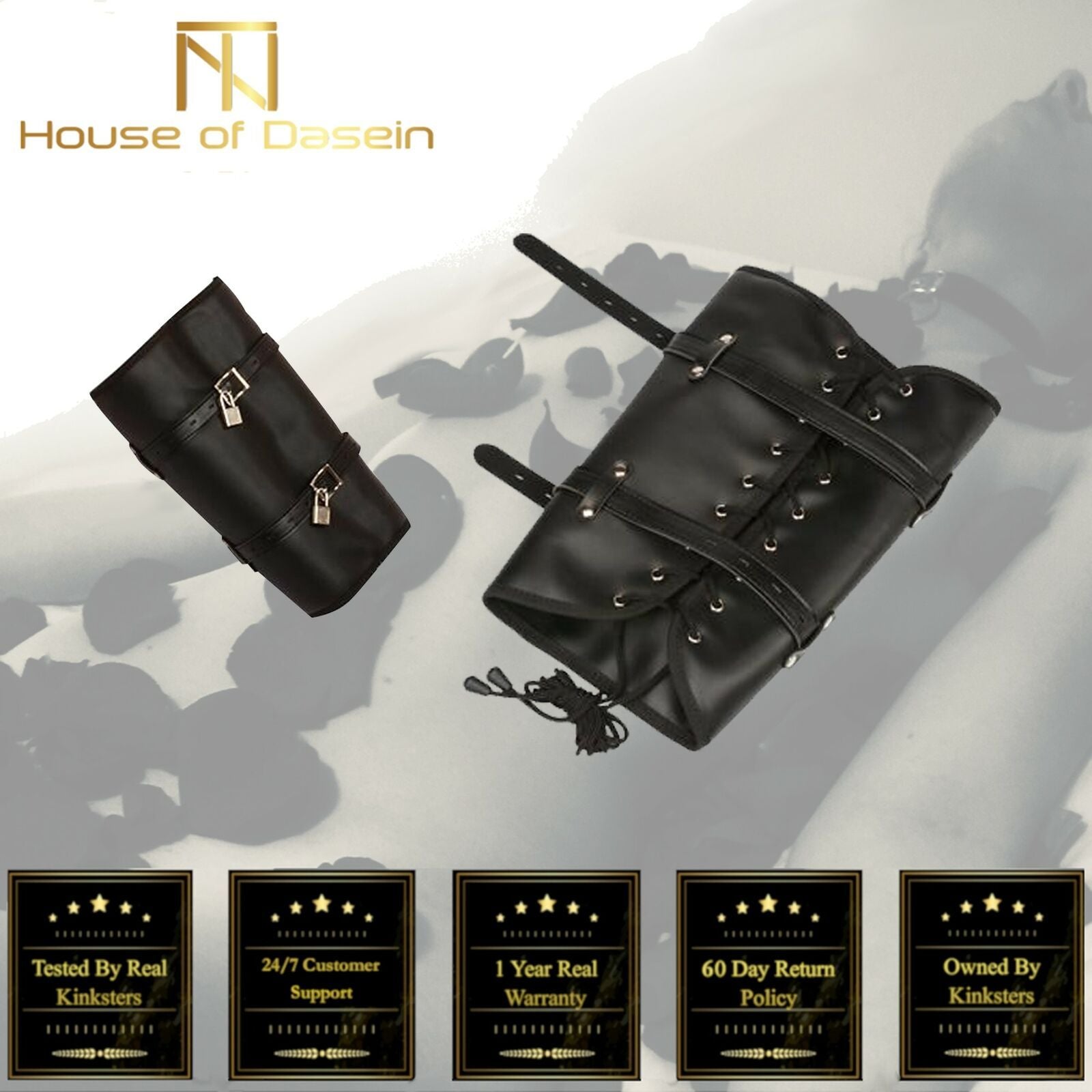House Of Dasein Black Leg Binder Bondage Play Kink Bdsm Fetish Restraints - Black V1257-15368980627522