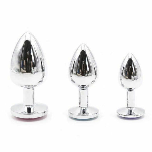 House Of Dasein Crystal Jewel Stainless Steel Anal Plugs Small Medium Large - 3 Set V1257-15369016672322