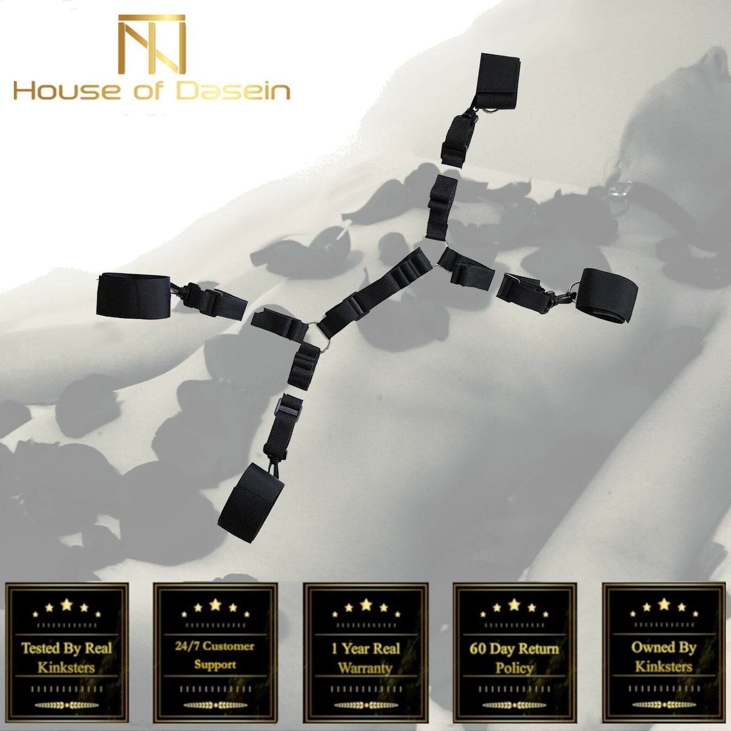 House Of Dasein Under Bed Restraint System Bondage Kink Bdsm Fetish - Black V1257-15369048031298