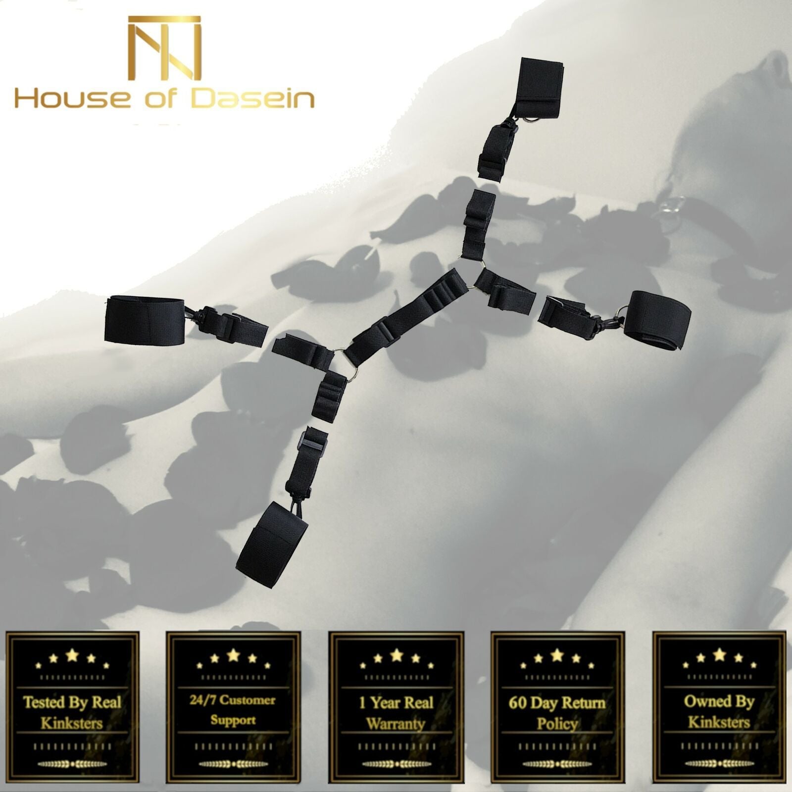 House Of Dasein Under Bed Restraint System Bondage Kink Bdsm Fetish - Black V1257-15369048031298