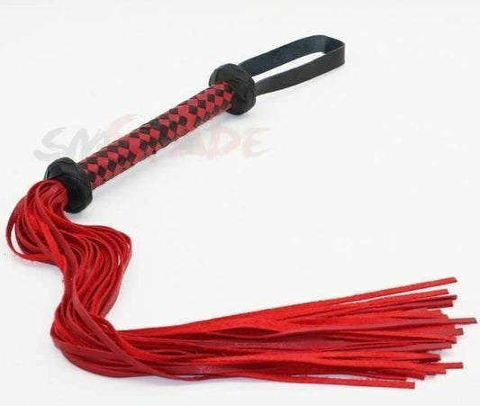House Of Dasein Red Black Suede Leather Flogger Bdsm Impact Play Spanking Whip - Red V1257-15472255991874