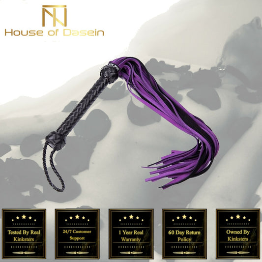 House Of Dasein Purple Flogger Spanking Whip Impact Play Bondage Kink Fetish - Purple V1257-15472256024642