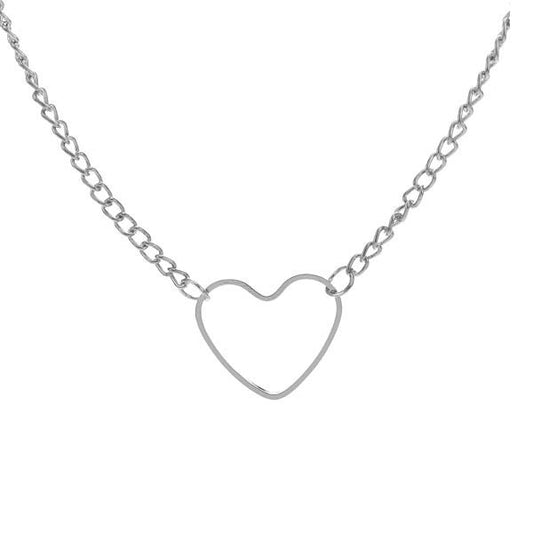 House Of Dasein Gold Silver Heart Choker Bdsm Day Collar Submissive Necklace - Silver V1257-15594645553218