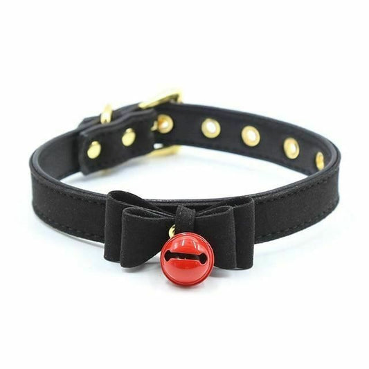House Of Dasein Bdsm Collar Bell Choker Necklace Kitten Submissive Slave Play Bondage - Black With Red Bell V1257-15603246825538