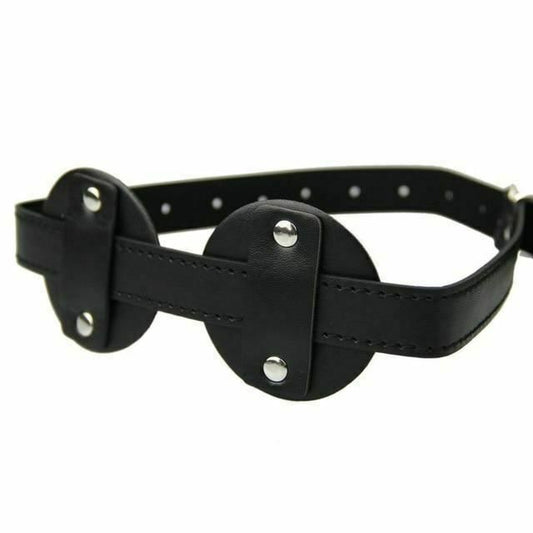 House Of Dasein Leather Blindfold Eye Mask Bdsm Bondage Restraint - Black Circles V1257-15604120944706