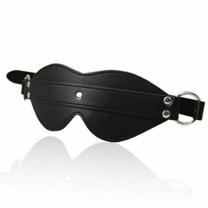 House Of Dasein Leather Blindfold Eye Mask Bdsm Bondage Restraint - Black With Rings V1257-15604120977474