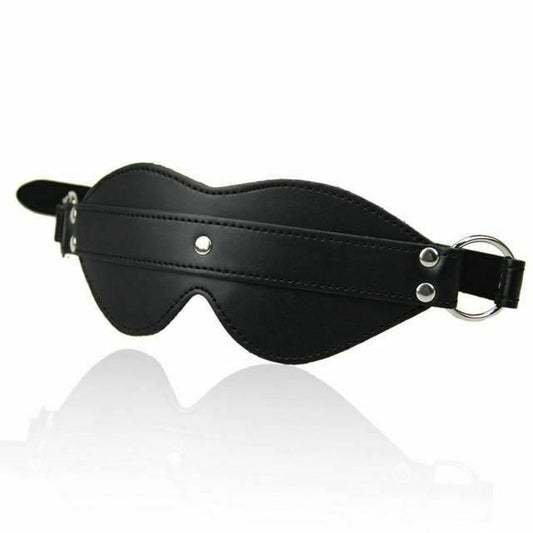 House Of Dasein Leather Blindfold Eye Mask Bdsm Bondage Restraint - Black With Rings V1257-15604120977474