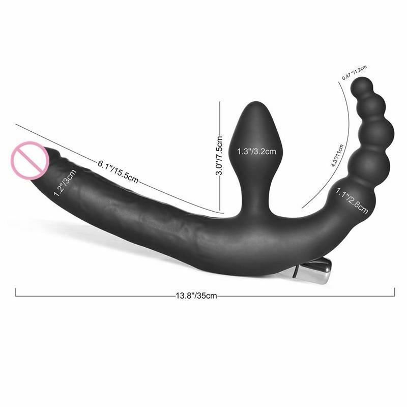 House Of Dasein Triple Penetration Wearable Strapon Dildo Vibrator Vibrating Anal Beads Butt Plug V1257-15690524426306