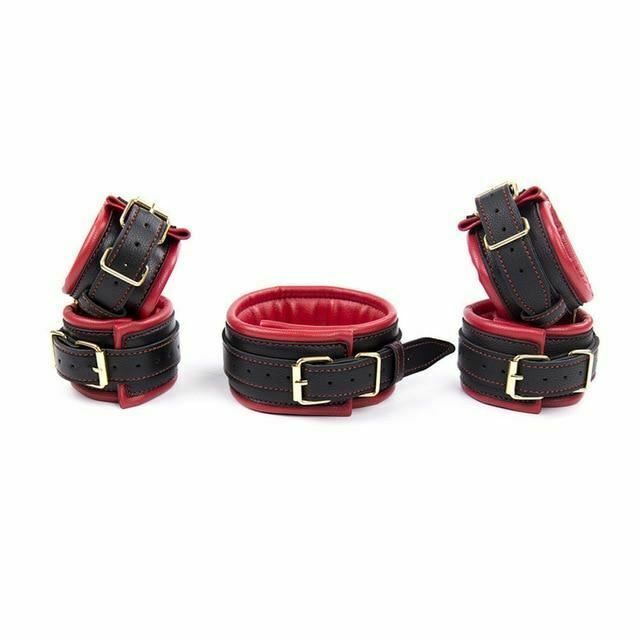 House Of Dasein Soft Padded Collar Wrist Ankle Cuffs Bondage Restraint Kit - Red V1257-15821878427714