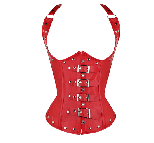 House Of Dasein Black Red Under Bust Steel Boned Corset Sexy Punk Fetish Wear Women Bdsm - Red - M V1257-15857678581826