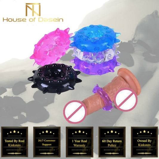 House Of Dasein Bdsm Silicone Cock Ring Snowflake Shape Ejaculation Delay Black Pink Blue Purple - Clear V1257-16062490935362