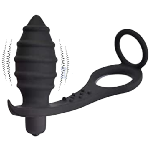 House Of Dasein Anal Vibrator Cock Ring Testicle Male Prostate Massager - Black - Model G V1257-16063316525122