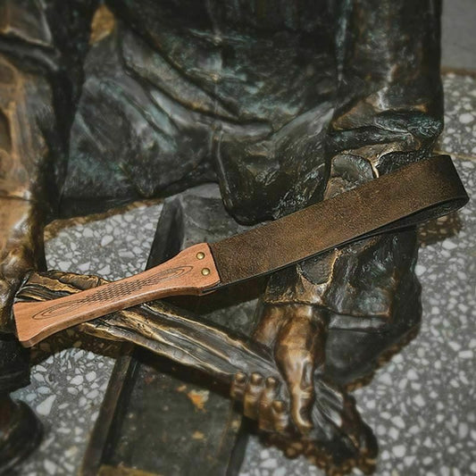 House Of Dasein Bronze Leather Spanking Paddle Real Handle Impact Toy - Bronze V1257-16108597248066