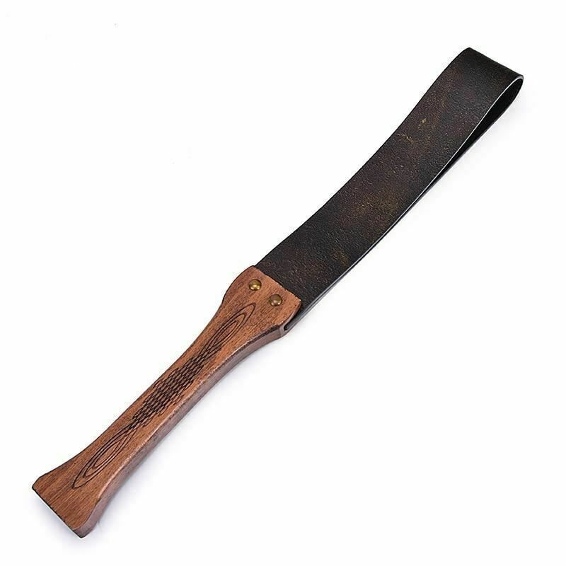 House Of Dasein Bronze Leather Spanking Paddle Real Handle Impact Toy - Bronze V1257-16108597248066