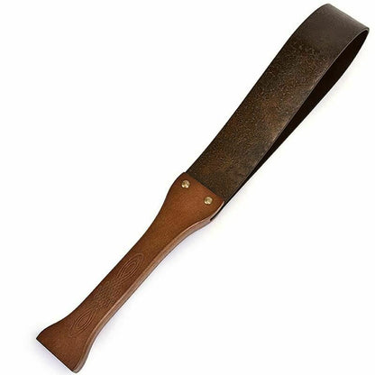 House Of Dasein Bronze Leather Spanking Paddle Real Handle Impact Toy - Bronze V1257-16108597248066