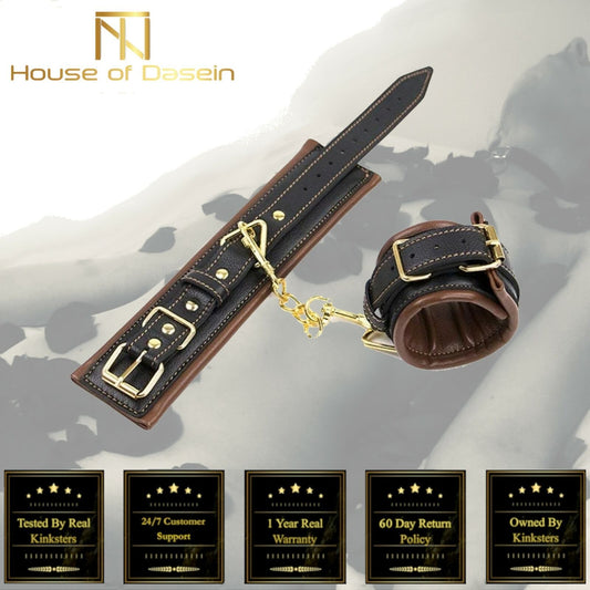 House Of Dasein Soft Padded Black Brown Wrist Ankle Cuffs Bdsm Bondage Restraints - Black V1257-16199904952386
