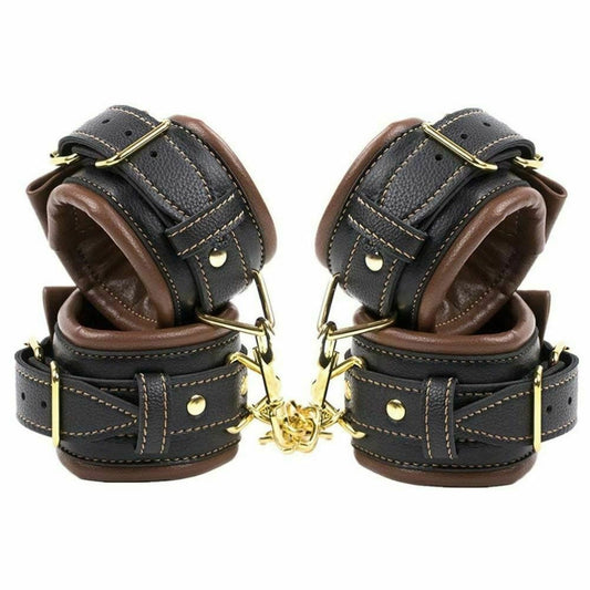 House Of Dasein Soft Padded Black Brown Wrist Ankle Cuffs Bdsm Bondage Restraints - Black V1257-16199904952386
