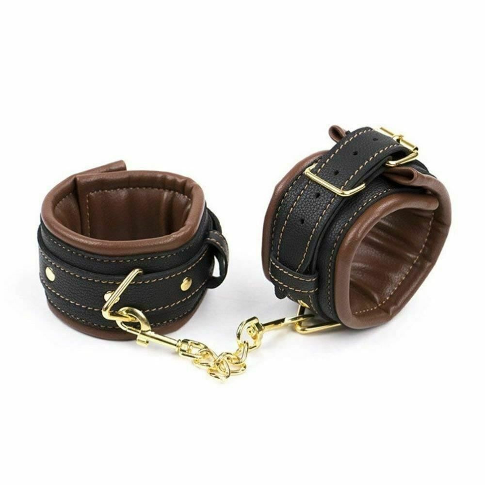 House Of Dasein Soft Padded Black Brown Wrist Ankle Cuffs Bdsm Bondage Restraints - Black V1257-16199904952386