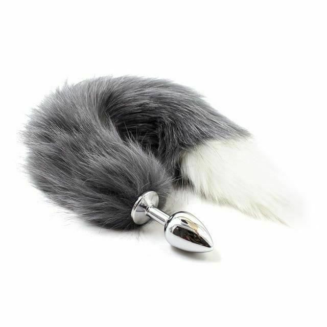 House Of Dasein Fluffy Fox Bunny Tail Anal Plug Pet Play Bdsm Cosplay - Grey White - Fox Tail V1257-16208515498050