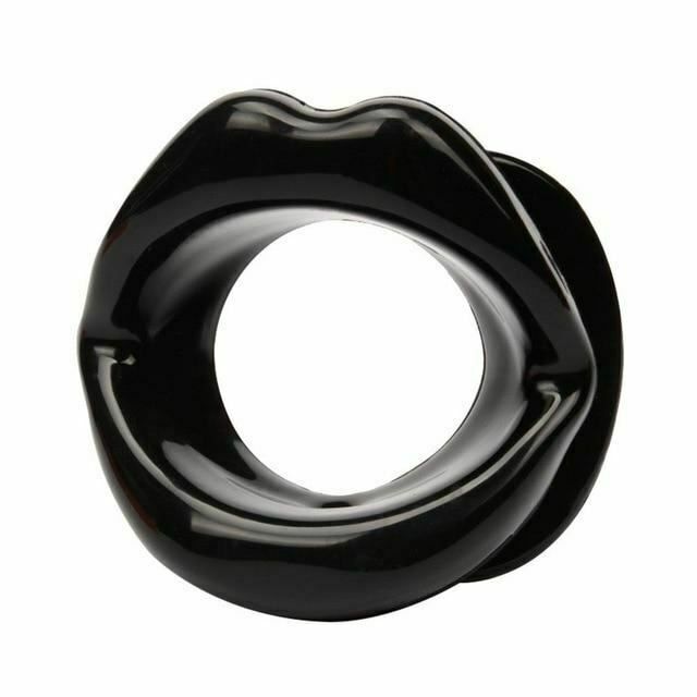 House Of Dasein Silicone Rubber Open Mouth Lips Gag Bdsm Bondage Kink - Black V1257-16225254375490