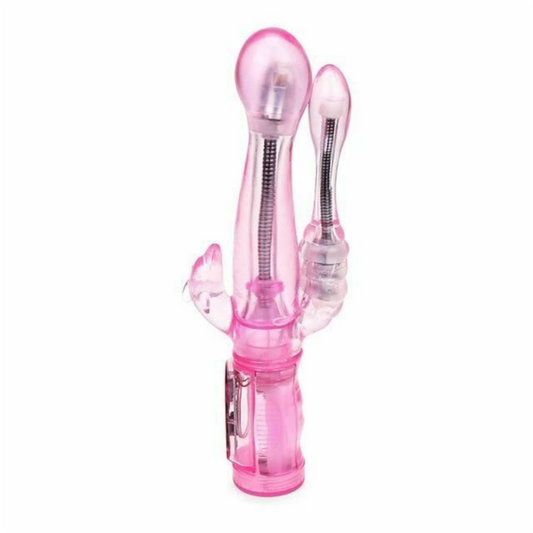 House Of Dasein Triple Pleasure Rabbit Vibrator Bdsm Spot Clitoris Stimulator Anal Plug - Pink - Long & Small V1257-16225285767234