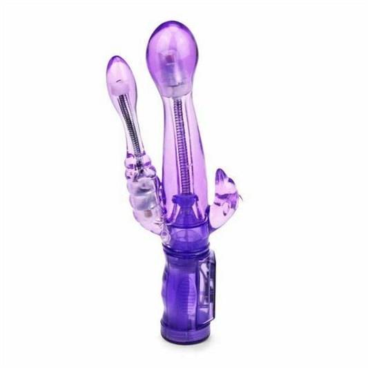 House Of Dasein Triple Pleasure Rabbit Vibrator Bdsm Spot Clitoris Stimulator Anal Plug - Purple - Long & V1257-16225285898306