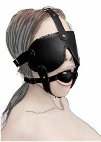 House Of Dasein Ball Gag Head Harness Mask Muzzle Blindfold Bondage Kink Bdsm Fetish Restraints - Style D V1257-16225650933826