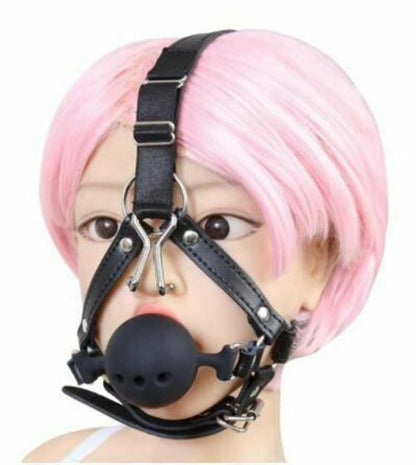 House Of Dasein Ball Gag Head Harness Mask Muzzle Blindfold Bondage Kink Bdsm Fetish Restraints - Style E V1257-16225650966594