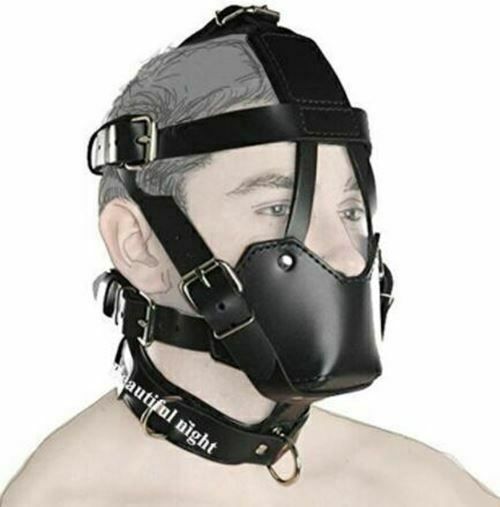 House Of Dasein Ball Gag Head Harness Mask Muzzle Blindfold Bondage Kink Bdsm Fetish Restraints - Style H V1257-16225651064898
