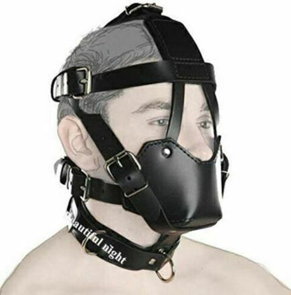 House Of Dasein Ball Gag Head Harness Mask Muzzle Blindfold Bondage Kink Bdsm Fetish Restraints - Style H V1257-16225651064898