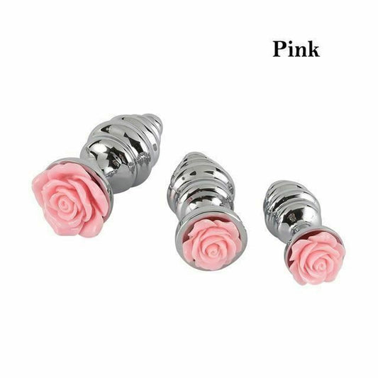 House Of Dasein Pink Rose Stainless Steel Metal Butt Plug Anal Training Bdsm - Rose - Medium V1257-16276823244866