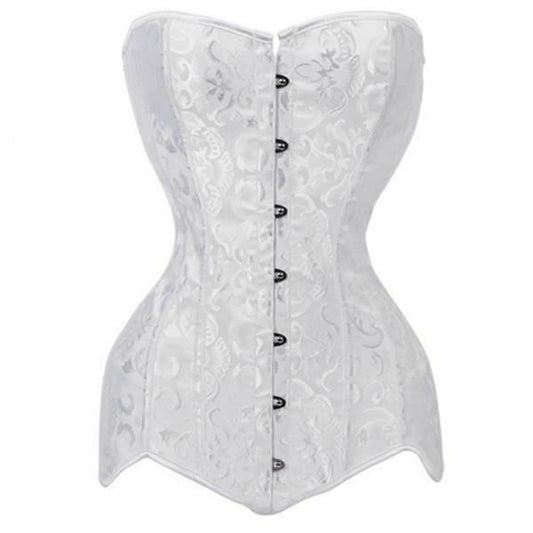House Of Dasein Over Bust Hourglass Body Shaper Corset Black White Long Torso Bdsm Kink Fetish - White - 6Xl V1257-16337326964802