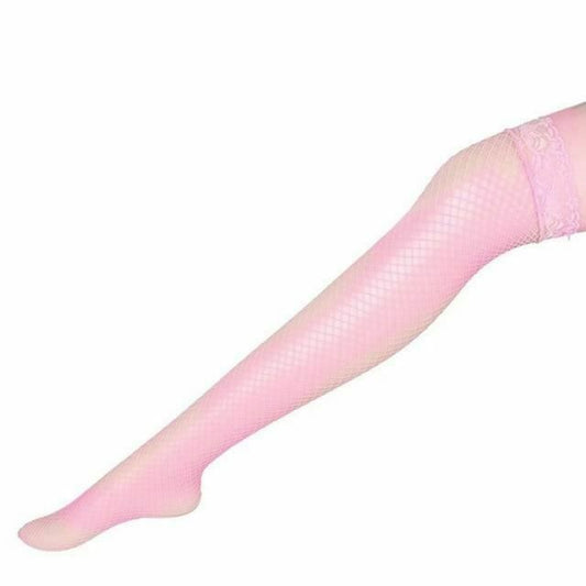 House Of Dasein Thigh High Lace Top Fishnet Stockings Sexy Lingerie Erotic Hosiery - Pink V1257-16430742437954