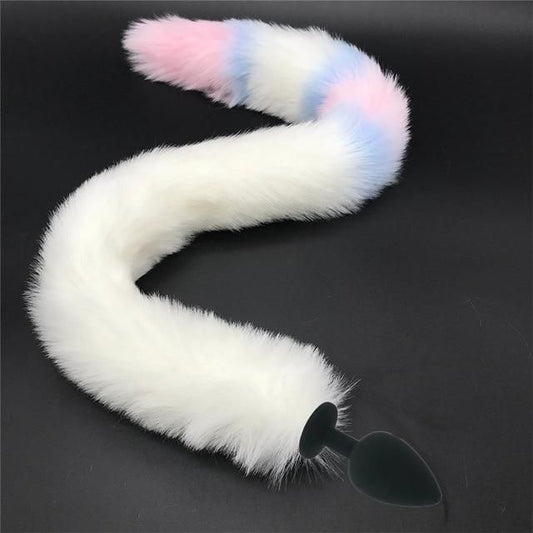 House Of Dasein Stainless Steel Anal Plug With 80Cm Long Fur Tail Bdsm Pet Play Fox Kitten - Big 109 V1257-16461551108162