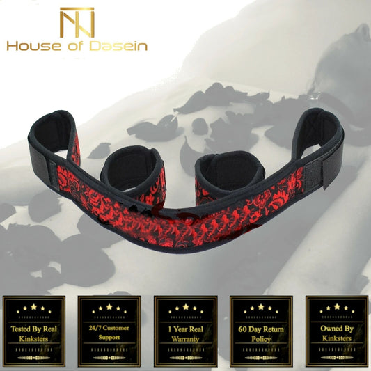 House Of Dasein Floral Material Spreader Bar Restraints Handcuffs Ankle Cuffs Bdsm Bondage Fetish - Red V1257-16474534805570