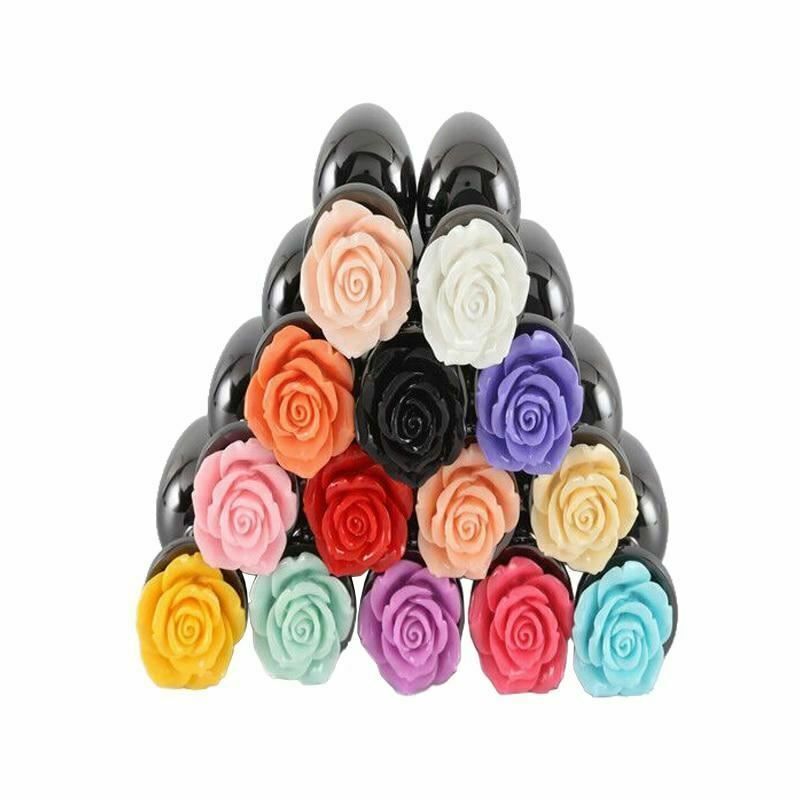House Of Dasein Colourful Rose Black Metal Anal Small Butt Plug - Black V1257-16476876079170