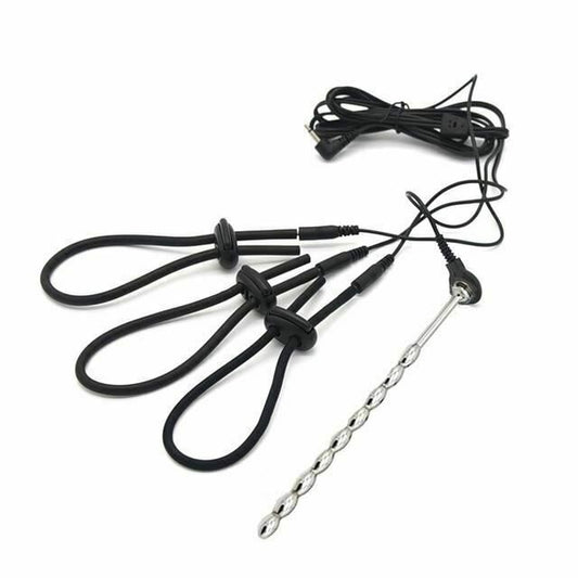 House Of Dasein Electro Shock Nipple Clamps Suction Sound Butt Plug Cock Rings Bdsm - Black - Penis Ring V1257-16477131472962