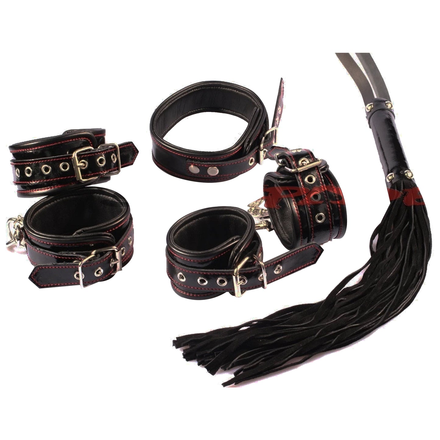 House Of Dasein Real Leather Bondage Kit Cuffs Restraints Collar Flogger Bdsm V1257-16482356199490