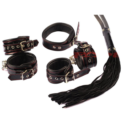 House Of Dasein Real Leather Bondage Kit Cuffs Restraints Collar Flogger Bdsm V1257-16482356199490
