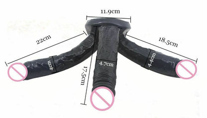 House Of Dasein Big Black Three Dildo Dong Triple Penetration Realistic Penis Unique Standard - Black V1257-16482365079618